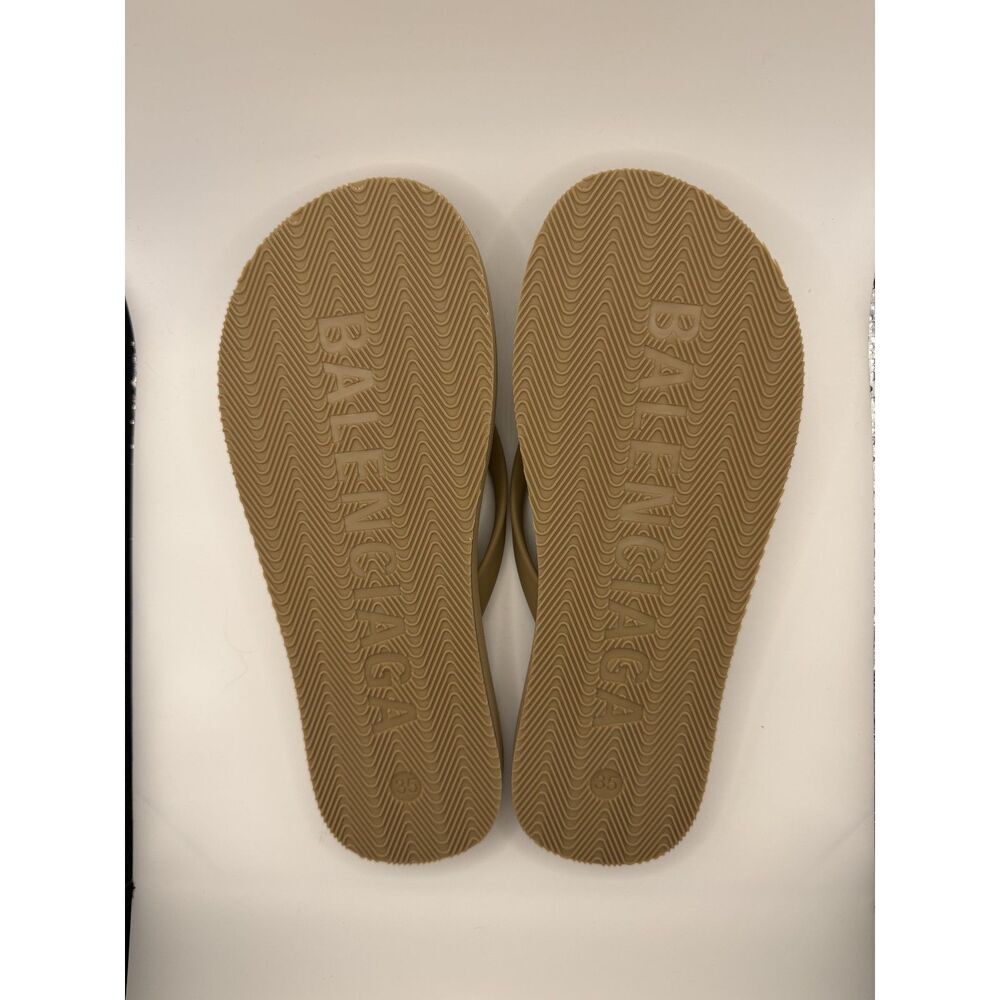 Balenciaga Rubber Logo Flip Flops Brown - Picture 3 of 3